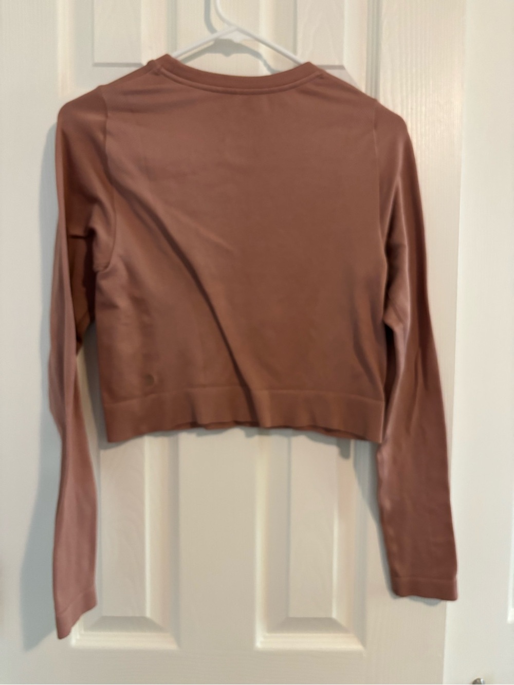 Medium All in Motion Seamless Long Sleeve Crop Top Workout Shirt - Mauve / Rust - Picture 3 of 8